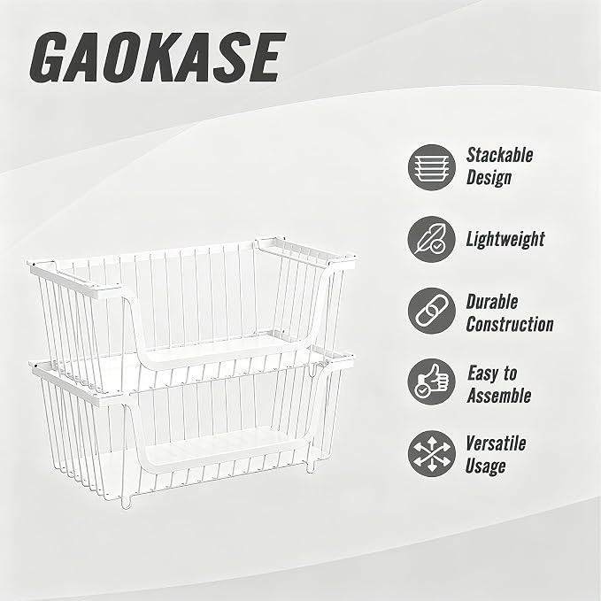 GAOKASE 6 Pcs Stackable Wire Baskets for Pantry Organizers and Storage, - Image 7