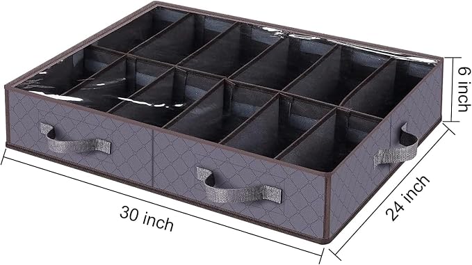 Set of 2, Under Bed Shoe Storage Organizer, Gray - Image 4