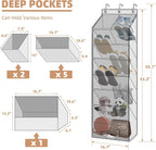 STORAGE MANIAC Over the Door Shoe Organizer with Curtain Dustproof Heavy-Duty Large Deep Pocket Hanging Shoe Organizer for Closet Dorm & Narrow Door Storage Shoe Holder Shoe Rack, 7-Shelf Beige 1 Pack - Image 2