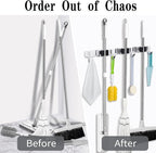 AceMining Broom Holder Wall Mount, 3 Racks 4 Hooks Heavy Duty Mop Organizer - Image 6