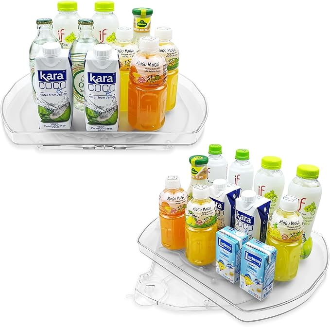 Incostar 360° Rotating Lazy Susan Turntable - Multifunctional Rectangular Organizer for Refrigerator, Cabinet, Pantry, and Kitchen Countertop (15.2" x 11.4", 2 Pack) by INCOSTAR