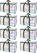 BALEINE 8-Pack Oversized Moving Bags with Reinforced Handles, Heavy-Duty Storage Tote for Clothes, Moving Supplies (Clear, 8-Pack) by BALEINE