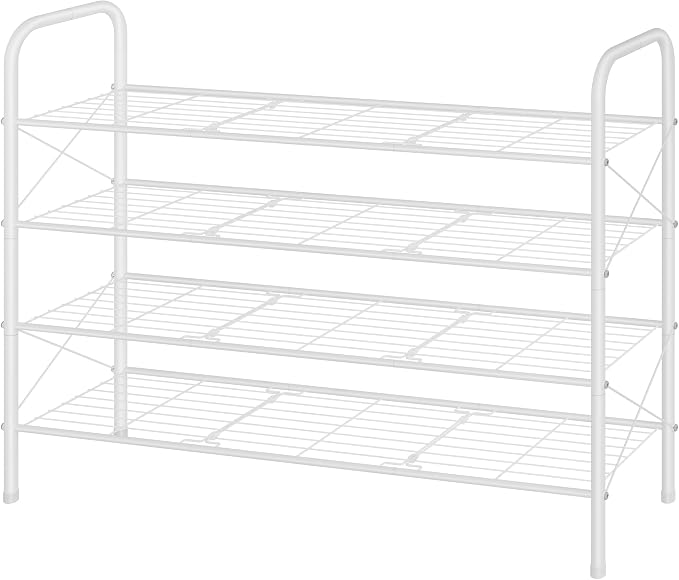 Hoctieon 4 Tier Mesh Style Shoe Rack, Entryway Shoe Shelf, Shoe Storage Organizer, Shoe Rack for Closet, Space Save for Bathroom, Garage, Hallway, Bedroom, Living Room, White - Image 9