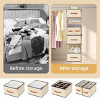 Hanging Closet Organizer 6-Shelf, Upgrade Closet Organizers and Storage with 5 Removable Drawers & 4 Side Pockets, Hanging Shelf Organizer for Closet or Garment Rack, 12.6'' x 12.6'' x 44.1'', Beige - Image 6
