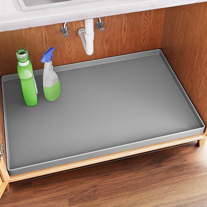 FLATO Waterproof Under Sink Mat, 25" x 22", Light Gray by Unknown