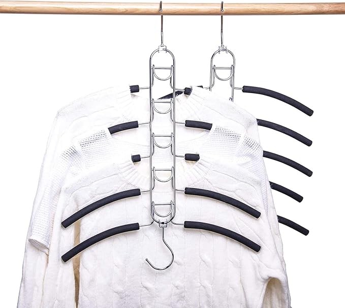 Nature Smile 4 Pack 5 in 1 Anti Slip Clothes Hangers,Space Saver Magic Metal Hangers,Multi Layers Wardrobe Clothes Rack,Heavy Duty Metal Blouse Hanger Closet Storage Organizer by NatureSmile