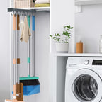 Pull Out Broom Holder With Adjustable Double Row Sliding Hook -Grey 14.17in by PrimZootyDesign