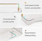 YCIA&DONE Corner Bathroom Counter Organizer, Makeup Organizer for Vanity, Skincare Cosmetic Perfume Tray, Corner Countertop Shelf Rack Storage for Bathroom Kitchen 1 Tier (Clear White) - Image 2
