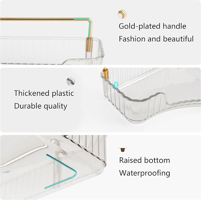 YCIA&DONE Corner Bathroom Counter Organizer, Makeup Organizer for Vanity, Skincare Cosmetic Perfume Tray, Corner Countertop Shelf Rack Storage for Bathroom Kitchen 1 Tier (Clear White) - Image 2