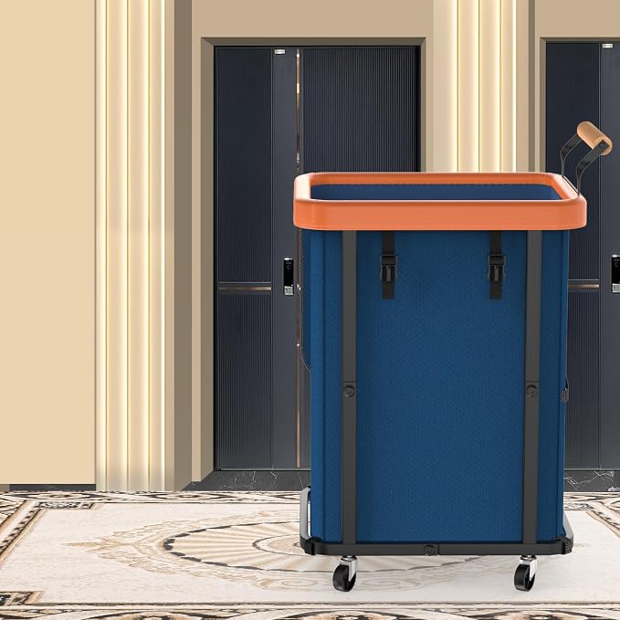 150L Laundry Basket with Wheels, Rolling Basket Hamper with Lid & Handle - Image 7