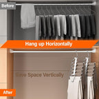 Upgraded Collapsible Pants Hangers Space Saving, 6 Layers Clothes Rack, Stainless Steel Multifunctional Closet Organizer, Non Slip Metal Hangers for Pants Jeans Skirts Trousers (2 Pack) - Image 2