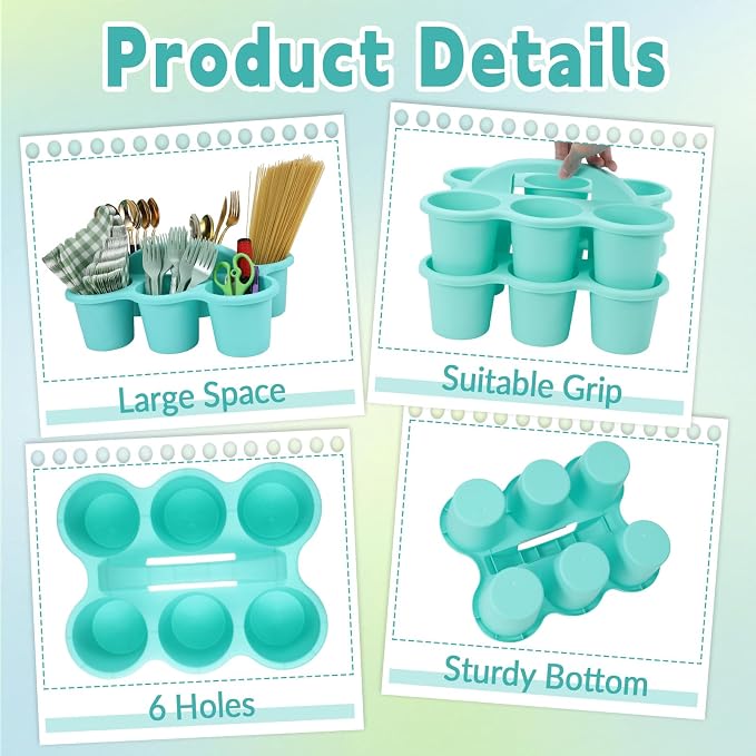 gisgfim 6 Pack Classroom Caddy Organizer with Handle, 6 Compartments, Blue - Image 3