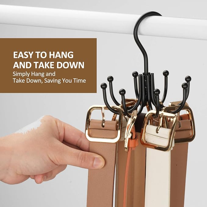 ZEDODIER 2 Pack Belt Hanger, Belt Organizer for Closet 360° Rotatable - Image 6