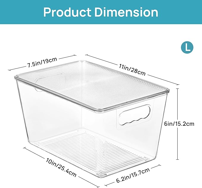 Vtopmart 10 Pack Clear Stackable Storage Bins with Lids and Handles, Large - Image 2