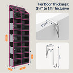 Yecaye 5-Tier Over The Door Organizer Dual-Column, 80lbs Load Over The Door Storage of 10 Compartments, Heavy Duty Door Organizer Hanging for Bedroom Closet Dorm Bathroom Pantry, Black and Pink 1 Pack - Image 9