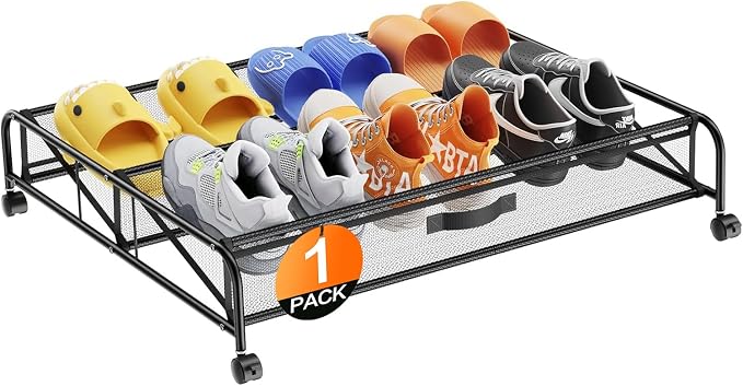 Under Bed Shoe Storage Organizer,1 Pack Shoe Storage with Wheels for Shoe Organizer for Closet Drawer Space Saving for Bedroom by LeArex