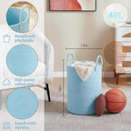 Laundry Basket,Woven Cotton Rope Laundry Hamper,40L for Decor Storage of Dirty Clothes,Toys and Blankets in Bathroom,Baby Room and Living Room - Image 6