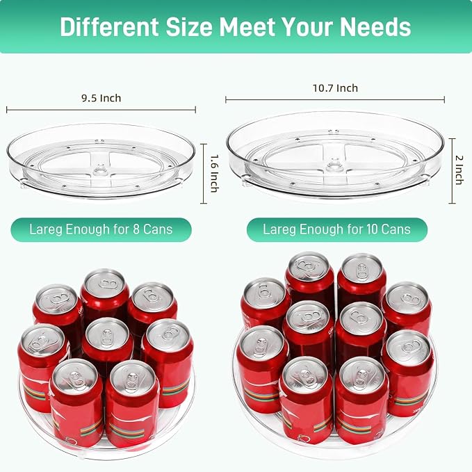 Optish 4 Pack Lazy Susan Organizer, 9.5 Inch, 10.7 Inch Lazy Susan Turntable for Cabinet, Turntable Organizer for Pantry Organizers and Storage, Non-Skid Fridge Organizer - Image 4