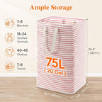Lifewit 75L Large Collapsible Laundry Basket with Extended Handles, Pink - Image 2