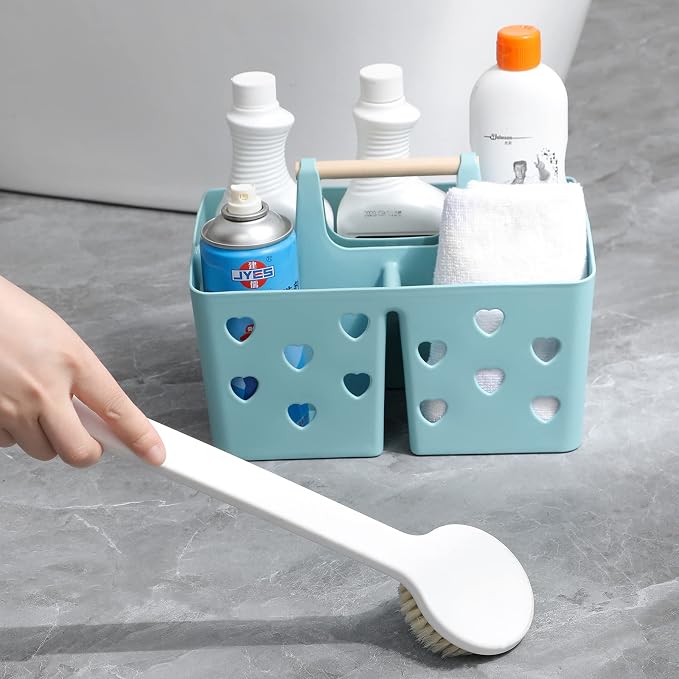 Portable Shower Caddy Plastic Shower Basket Organizer with Handle, Blue - Image 3