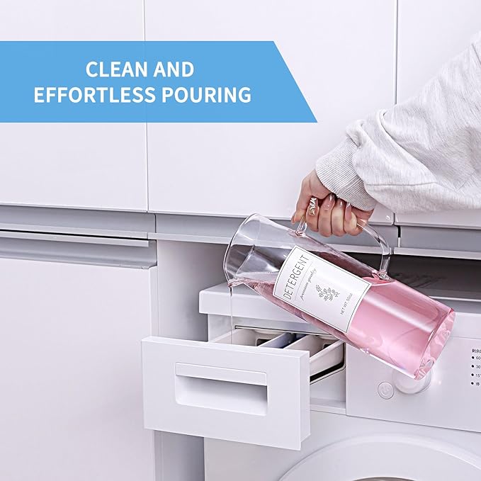 Glass Laundry Detergent Dispenser with Labels & Handles, 2 Pack - Image 2