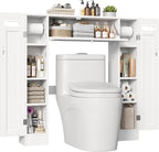 Keyluv Short Over the Toilet Storage Cabinet with Doors for Small Bathroom by KeyluvHome