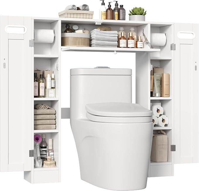 Keyluv Short Over the Toilet Storage Cabinet with Doors for Small Bathroom by KeyluvHome