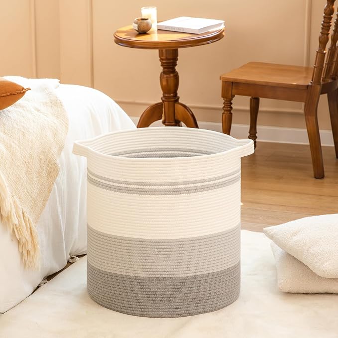 OIAHOMY 120L Laundry Basket Laundry Hamper Nursery Hamper Gradient Gray - Image 3