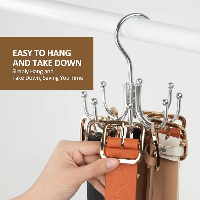 ZEDODIER 2 Pack Belt Hanger, Belt Organizer for Closet 360° Rotatable - Image 6