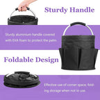 2PCS Cleaning Caddy, 17L Collapsible Cleaning Supply Caddy with Handle, Foldable Tool Bucket Organizer with Outer Pockets, Storage Basket for Travel, Housekeeping, RV, Green + Black - Image 2