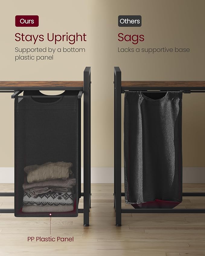 VASAGLE Laundry Hamper with Shelf, 2 Pull-Out Bags, 2 x 12.1 Gallons (46 L) - Image 5