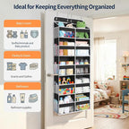 Yecaye 5 Tier Over The Door Organizer, Door Organizer with 10 Compartments | 20" W, Extra Large Behind Door Storage With 10 Side Pockets, 80lbs Heavy Duty, Clear Window, for Closet Bedroom Pantry, Black - Image 7