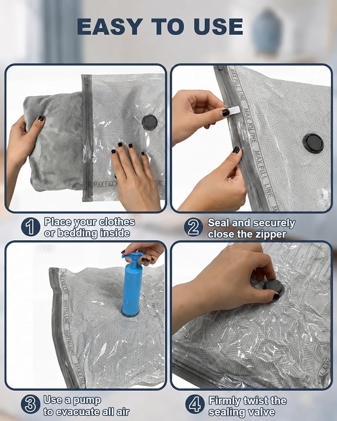 Travel Vacuum Bags with Hand Pump, 6-Pack - Image 8