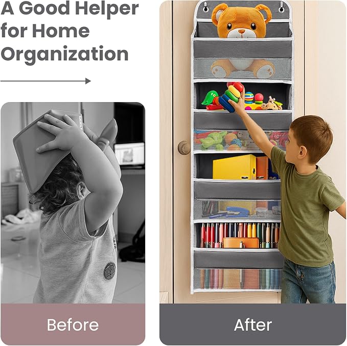 Over The Door Organizer 4 Shelves & 4 Side Pockets, Large Storage Rack - Image 4
