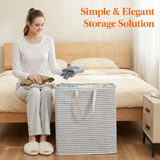 Lifewit 105L Large Collapsible Laundry Basket with Extended Handles, Grey - Image 10