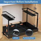 Under Sink Organizer, 2-Tier Slide Out kitchen Storage Metal Shelf, Black - Image 8