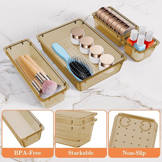 SpaceHacks 25 PCS Plastic Drawer Organizer, 4-Size Versatile Organizer Trays & storage Bins - Image 3