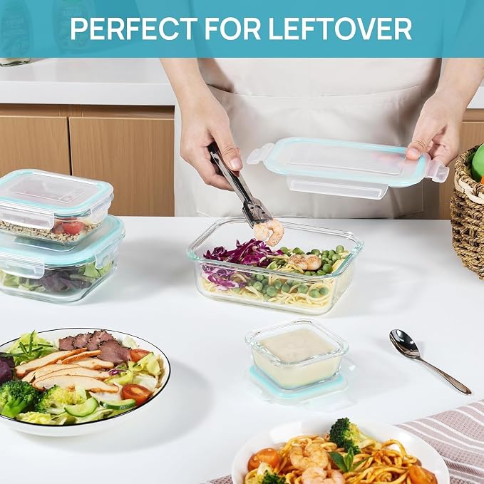 Vtopmart 8 Pack Glass Food Storage Containers with Airtight Lids - Image 6