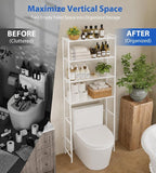 4-Tier Over The Toilet Storage Rack, Bathroom Organizer with One-Piece Metal Mesh Shelves, Over Toilet Shelf with Adjustable Feet & Anti-Tip Kit, Space-Saving Bathroom Storage, White - Image 6