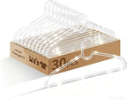 Clothes Hangers 30 Pack, 16" Heavy Duty Coat Hanger, Clear Acrylic Hangar, Non-slip Short Neck Hanger for Closet, Space Saving Slim Thin Perchas for Adult Suit, T-shirt, Jacket, Dress, Blouse Clothing by WJWSKI