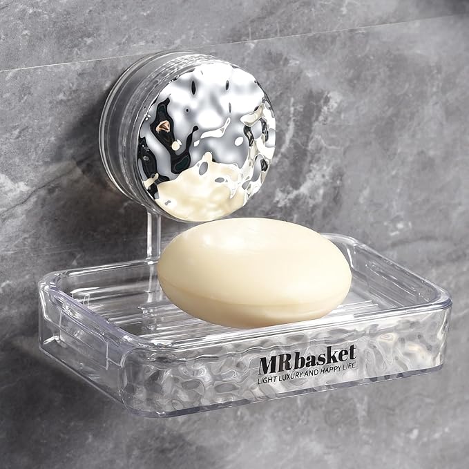 Soap Dish Holder Suction Cup, Wall Mounted Self Draining Soap Case & Sponge Rack, No Drilling Suction Bar Soap Holder for Bathroom, Kitchen Sink by Unknown