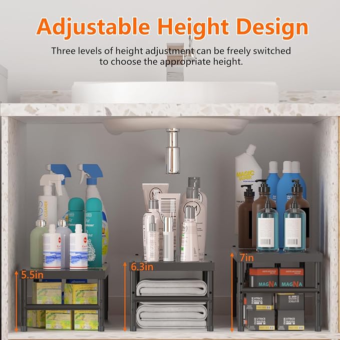 2 Pack Expandable adjustable stackable kitchen cabinet organizer,spice rack - Image 4