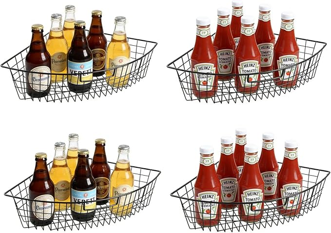 2 Pack 1/4 Wedge Metal Lazy Susan Organizer Baskets with Handles by ZHOHO+TANT