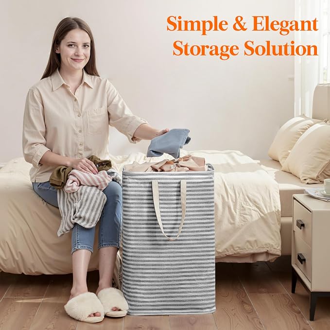 Lifewit 75L Large Collapsible Laundry Basket with Extended Handles, Black - Image 9