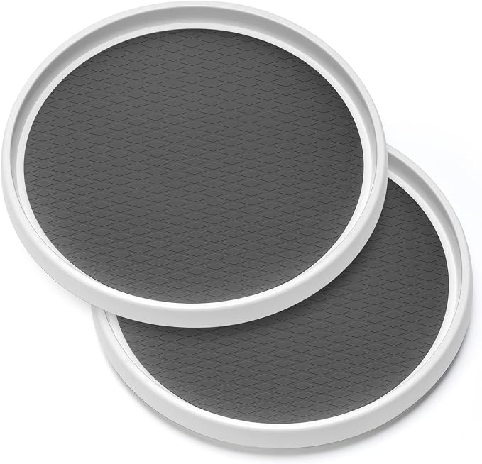2 Pack, 12-Inch Non-Skid Lazy Susan Organizers - Turntable Rack for Pantry Organization and Storage, Kitchen, Fridge, Cabinets, Bathroom Makeup Vanity Countertop, Under Sink Organizing, Spice Rack by MakeLifeBetterEasier