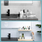 Bathroom Counter Organizer, 2-Tier Standing Storage Shelf with Basket, Wood Tray for Skincare Vanity Organizer(White) - Image 3