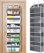 Yecaye 5 Tier Clear Over the Door Organizer Hanging, 5 Large Plastic Pockets and 10 Side Pockets Back of Door Organizer, 56lbs Weight Capacity Behind the Door Storage for Nursery, Deep Gray by Yecaye