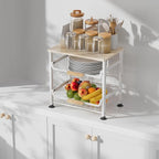 NiuYichee 3-Layer Kitchen Fruit Storage Basket Snack Rack, countertop Storage Rack, Stackable Storage Rack with Desktop, Pull-Out Hollow Metal Storage Basket with Handle, Kitchen Organizers & Storage - Image 2