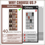 Windyun 1 Pcs 40 Pocket Over the Door Shoe Organizer Hang,Brown - Image 6