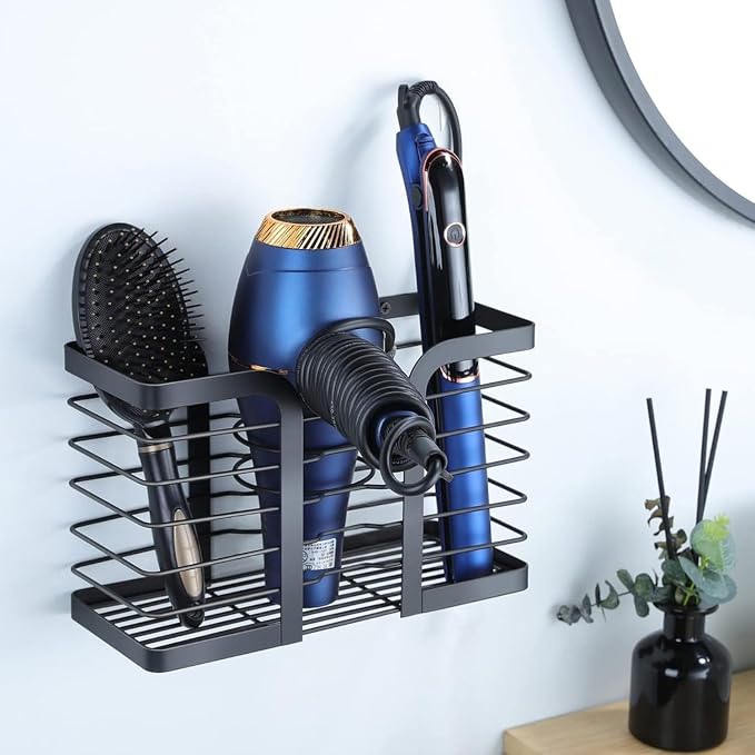 YIGII Hair Dryer Holder/Hair Tool Organizer Wall Mount - Metal Wire Bathroom Blow Dryer Holder Hair Styling Hot Tools Organizer for Flat Iron, Curling Wand, Straightener, Electric Shaver by YIGII